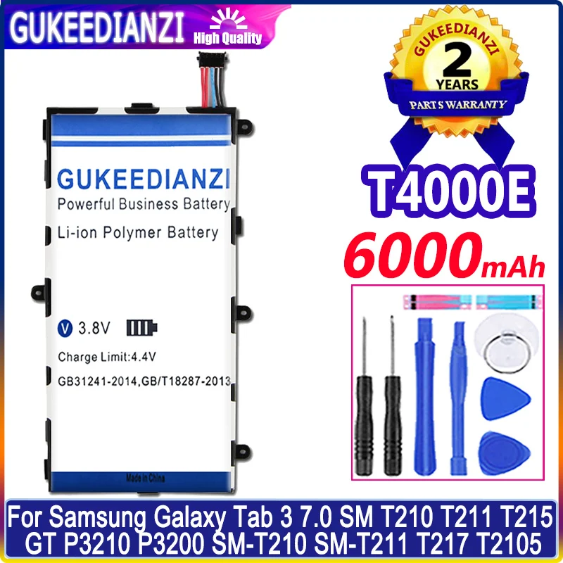

Bateria T4000E 6000mAh Battery For Samsung Galaxy Tab 3 7.0 SM T210 T211 T215 GT P3210 P3200 SM-T210 SM-T211 T217 T2105 Batterie