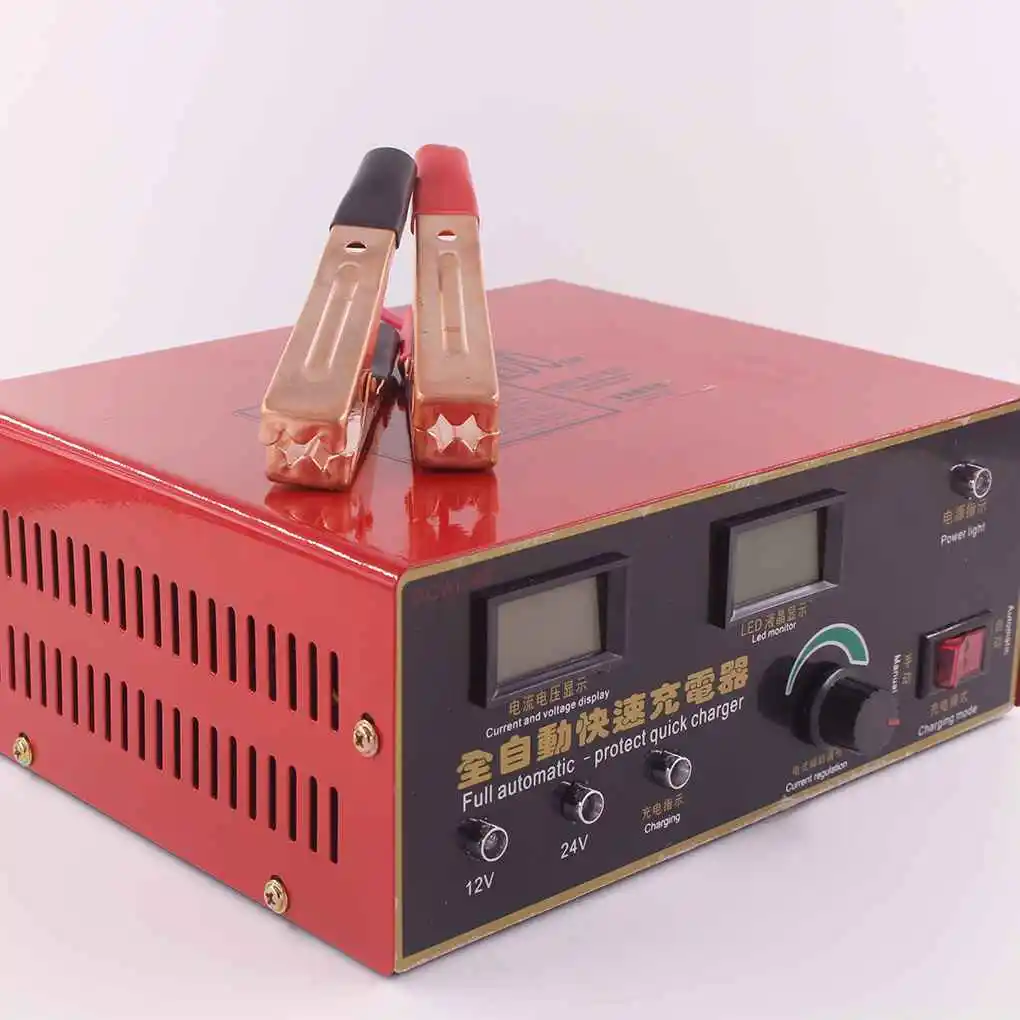 

Intelligent 110V 12V/24V Car Scooter Truck Battery Charger LED Display Pulse Repair Automatic Quick Charger