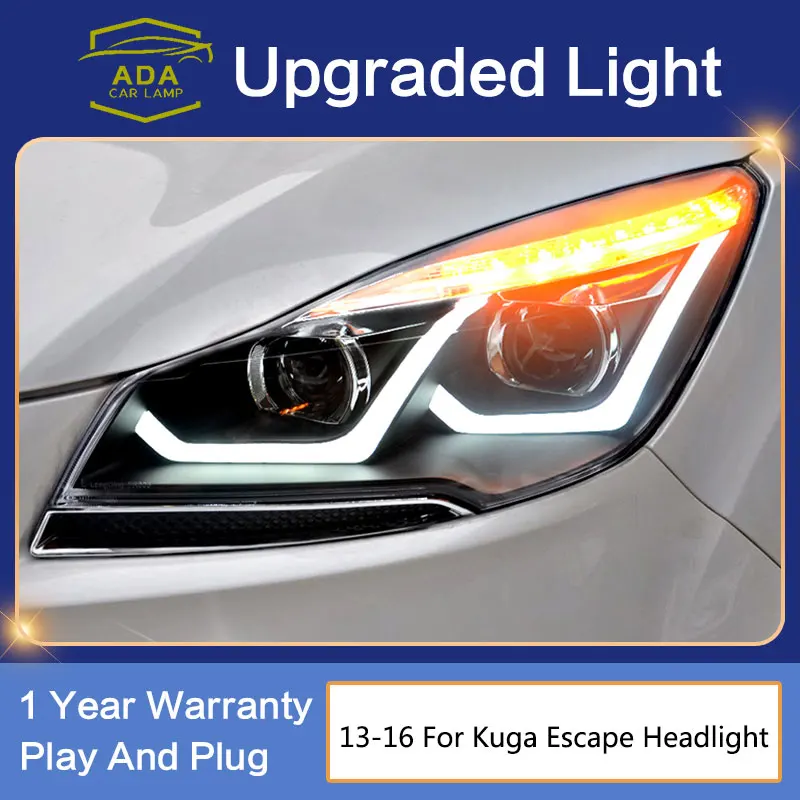 

Автомобильные аксессуары, фары для Ford Kuga Escape 2013-2016 светодиодный, фары ДХО, передняя фара, двойной ксеноновый проектор, автомобильная сборка