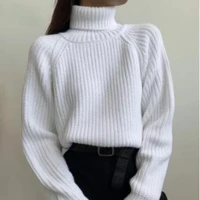 european and american turtleneck sweater retro solid color 2021 fashion new autumn and winter thickened loose outer jacket women