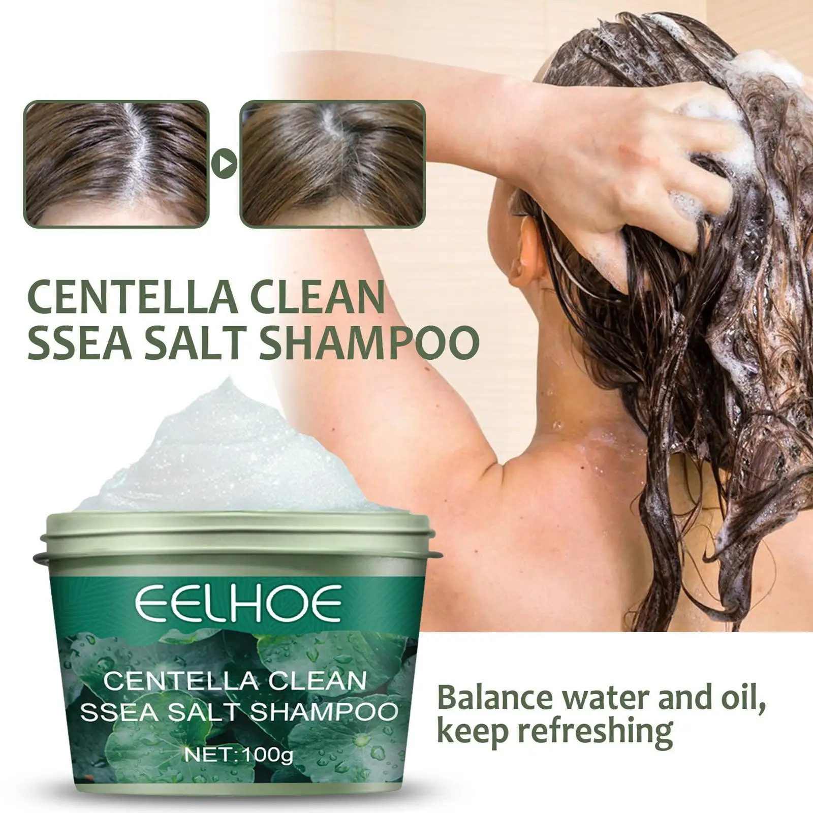 

200g Sea Salt Shampoo Scalp Scrub Dandruff Oil Relief Asiatica Oil Itching Hair Shampoo Centella Deep Clean Follicle Repair P1D8