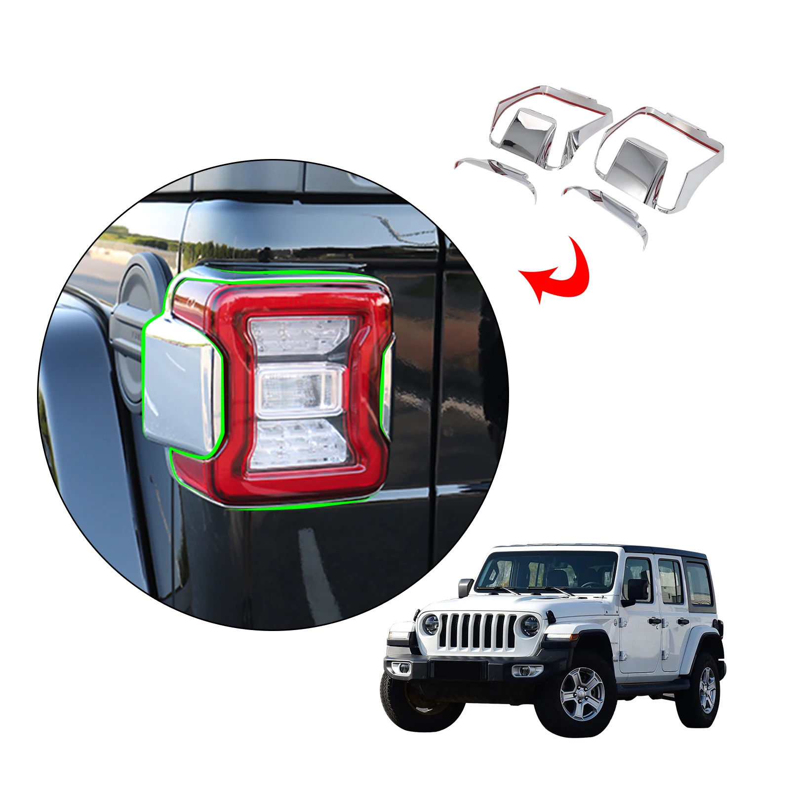 

Комплект аксессуаров для JEEP WRANGLER 2018, задний фонарь, крышка заднего фонаря, матовый черный корпус из АБС-пластика, серебристый