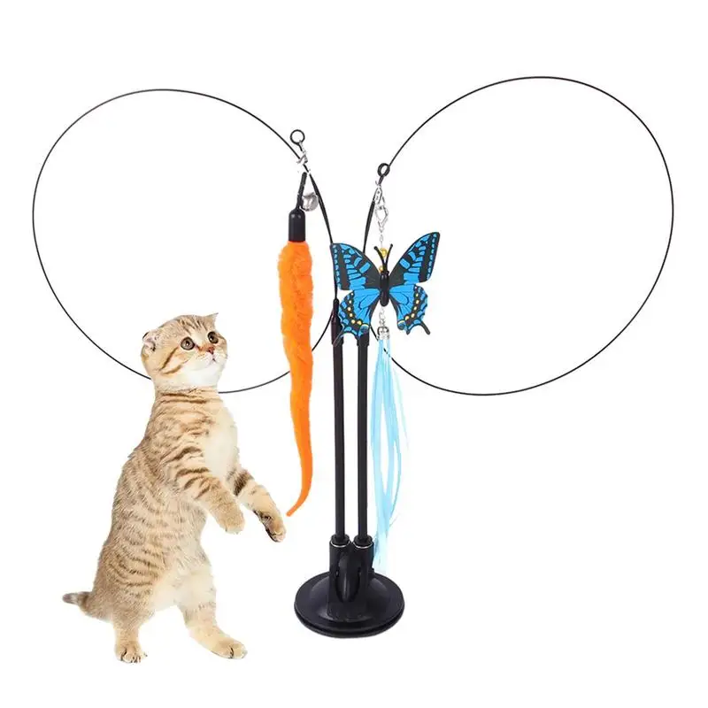 

Cat Wand Teaser String Toy Feathered Cat Sucker Toy Reusable Cat Teaser Developmental Toys Interactive Indoor Cat Teaser Wand
