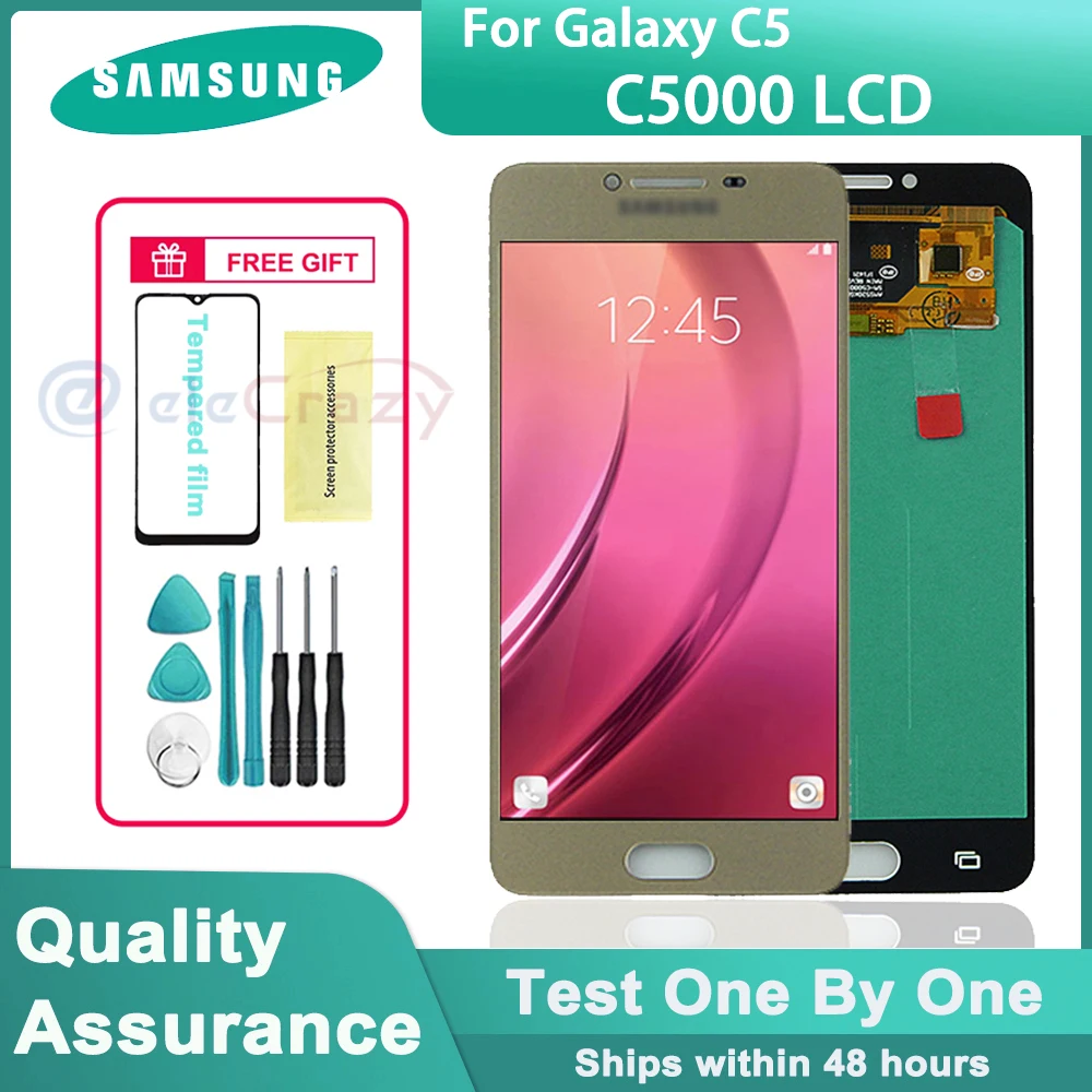 

Оригинальный ЖК-дисплей 5,2 дюйма для Samsung Galaxy C5 C5000, ЖК-дисплей с сенсорным экраном и дигитайзером в сборе для Galaxy C5, сменный ЖК-дисплей