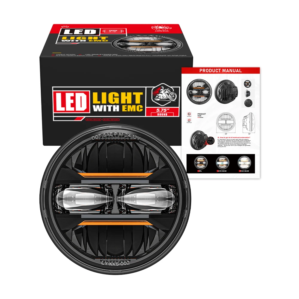 Универсальная 5 75 дюймовая круглая светодиодная фара для мотоцикла DRL 3/4 Harley Honda