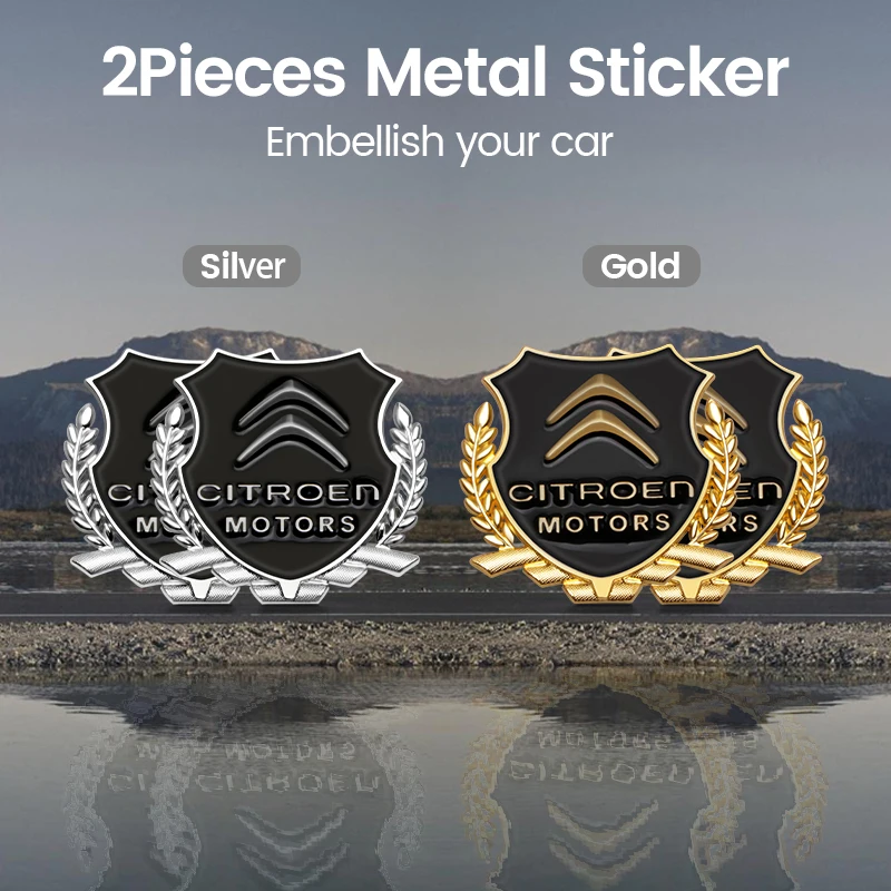 2Pcs Auto Badge Body Trunk Decoration Metal Car Emblem Styling Stickers For Citroen C4 C1 C5 C3 C6 C8 DS Berlingo Accessories - купить по