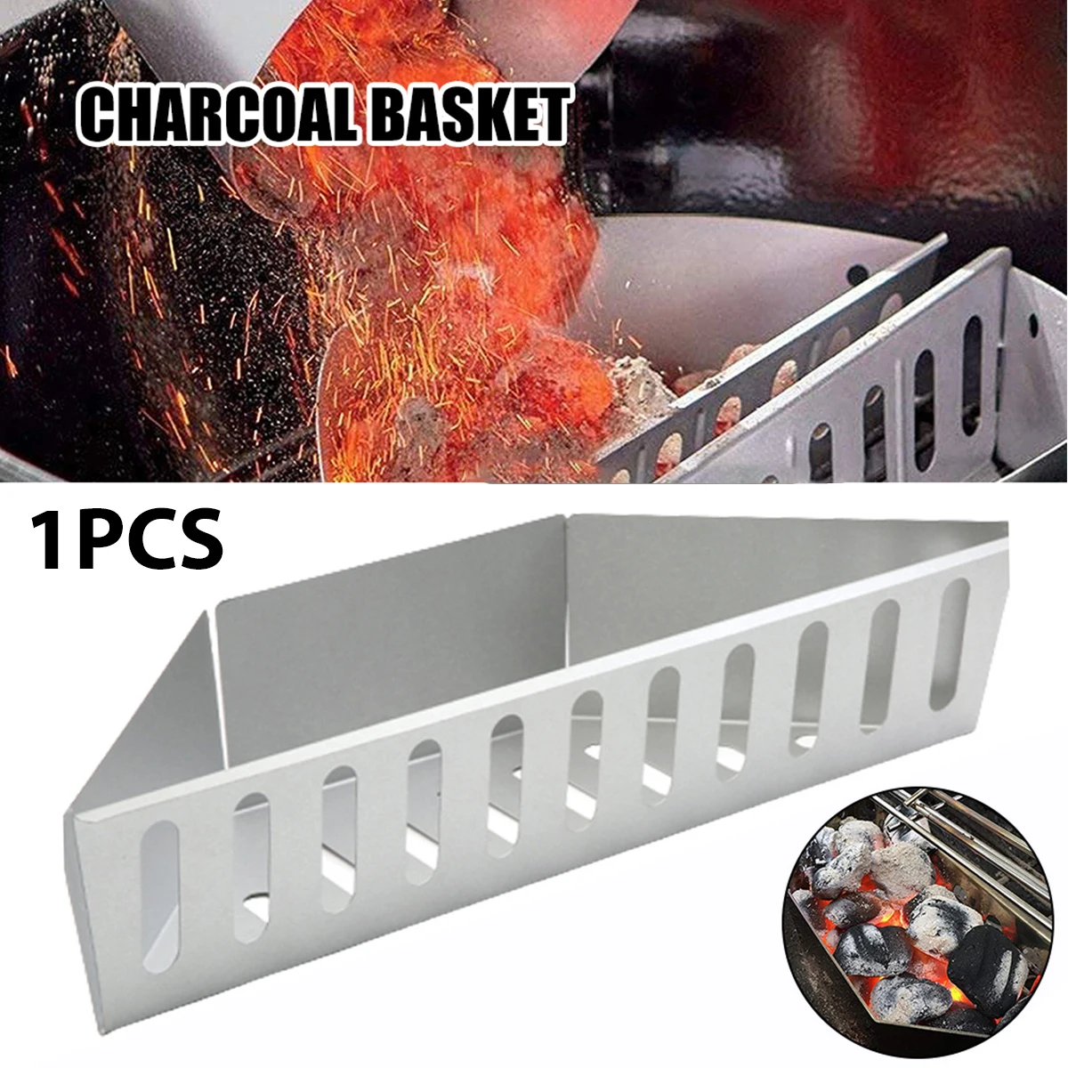 

Charcoal Basket for Kettle Grill 15" Heavy Duty Aluminized Charcoal Holder for Grill High Temperature Resistant Briquette Basket