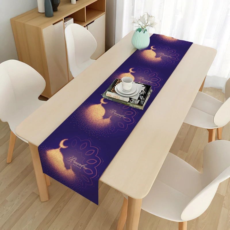 

Ramadan Decoration for Home 180X33cm Tablecloth Eid Mubarak Table Runner Islamic Muslim Party Decor Eid Kareem 2023 Al Adha Gift