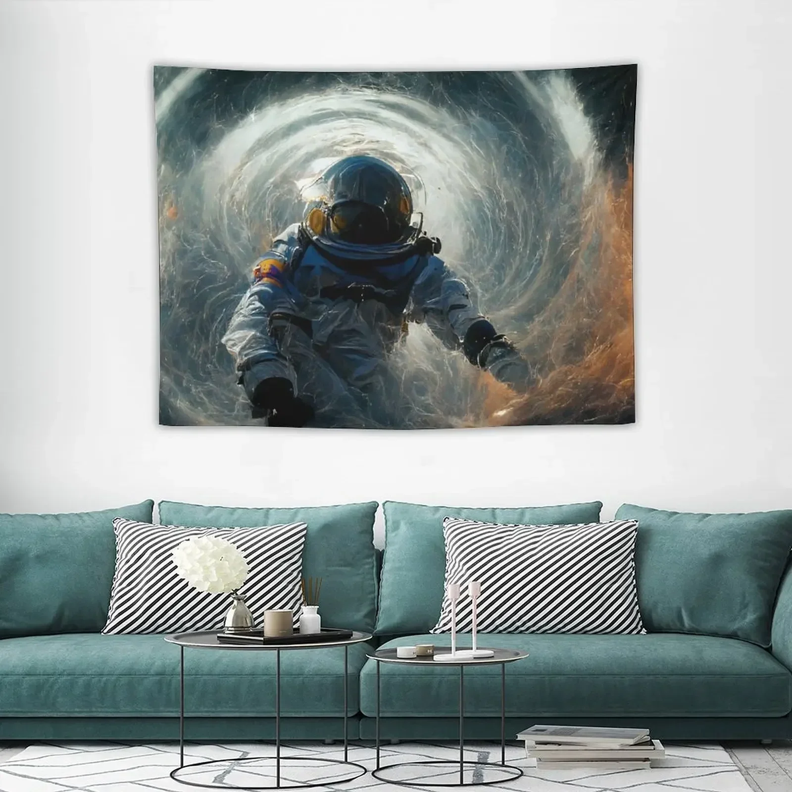 Астронавт падает в космос вихревой Midjourney гобелен украшение комнаты Аксессуары