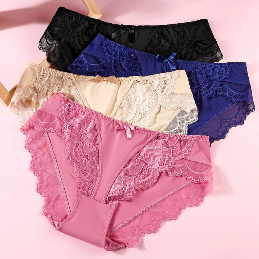 

Bikini Panty Floral Lace Sexy Panties For Women Lace Trim Underwear Seamless Hipster Breathable Soft Stretch Panty Underpants
