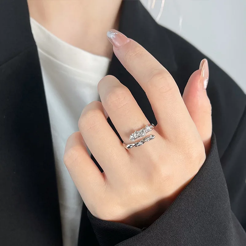 

Vintage Irregular Rings For Women Stainless Steel Silver Color Geometric Open Ring Korean Fashion Party Couple 2022 Jewelry Gift