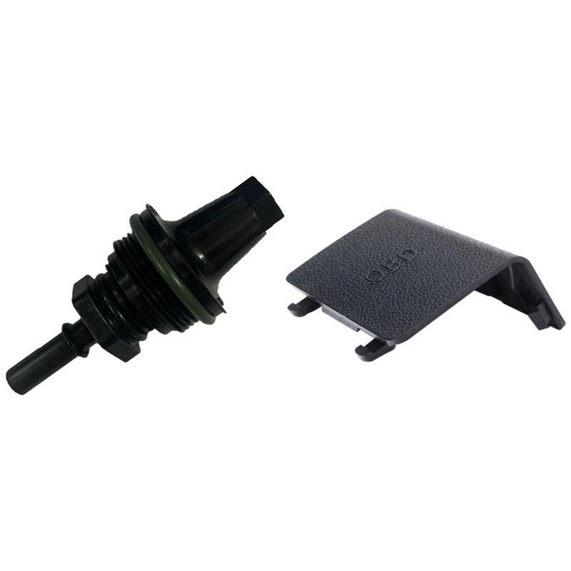 

1 Pcs Waste Valve Chamber Cover Waste Valve & 1 Pcs Diagnostic Plug Cover OBD Black LHD Panel Decorative Cover