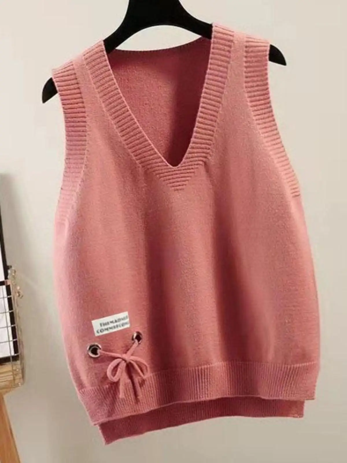 Spring and Autumn Vest Women Short V-neck Knitted Korean Sle Sweater Waistcoat Fashion All-Match Loose Bottoming...