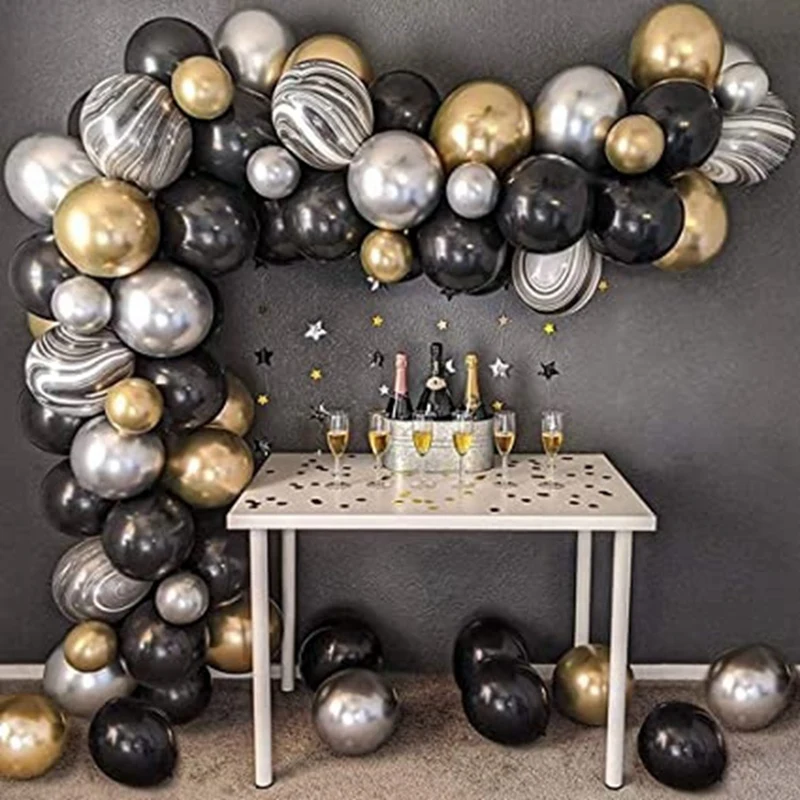 

Черный золотой воздушный шар, стеклянная гирлянда с воздушными шарами для дня рождения, свадьбы, Нового года, украшения для выпускного вече...