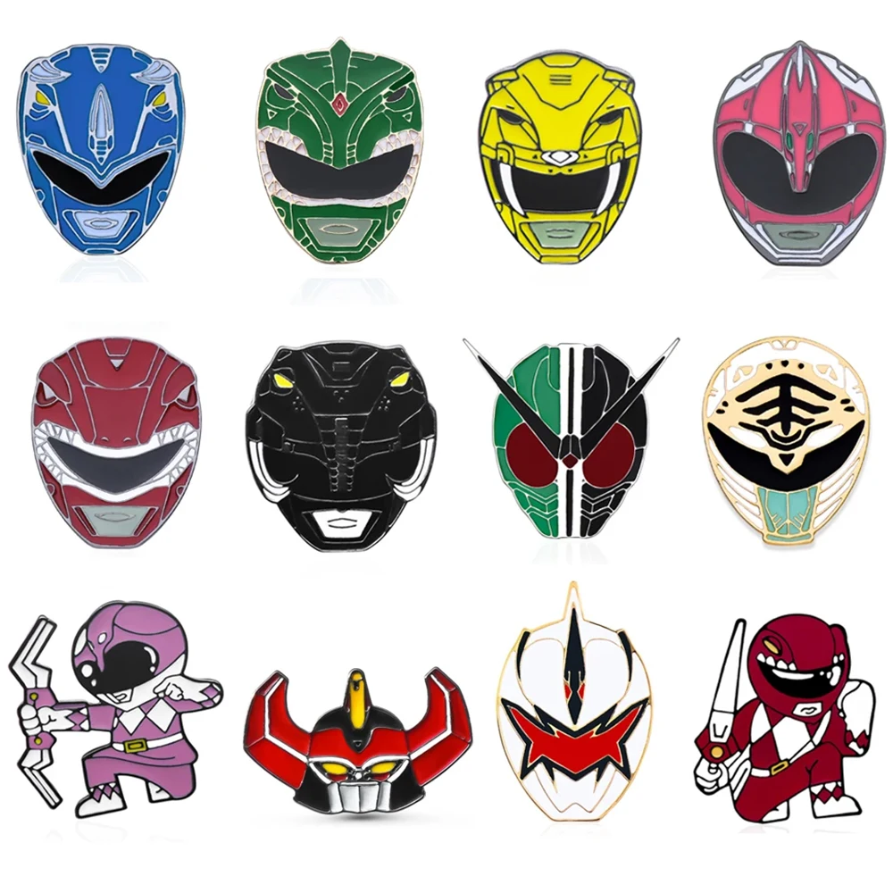 Набор эмалированных заколок для шлема в стиле аниме Power Dinosaur Ranger