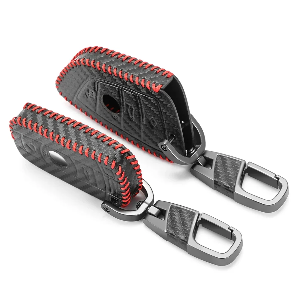 Кожаный чехол для ключа автомобиля из углеродного волокна BMW X1 X3 X5 X6 X7 F30 F34 F10 F20 G20