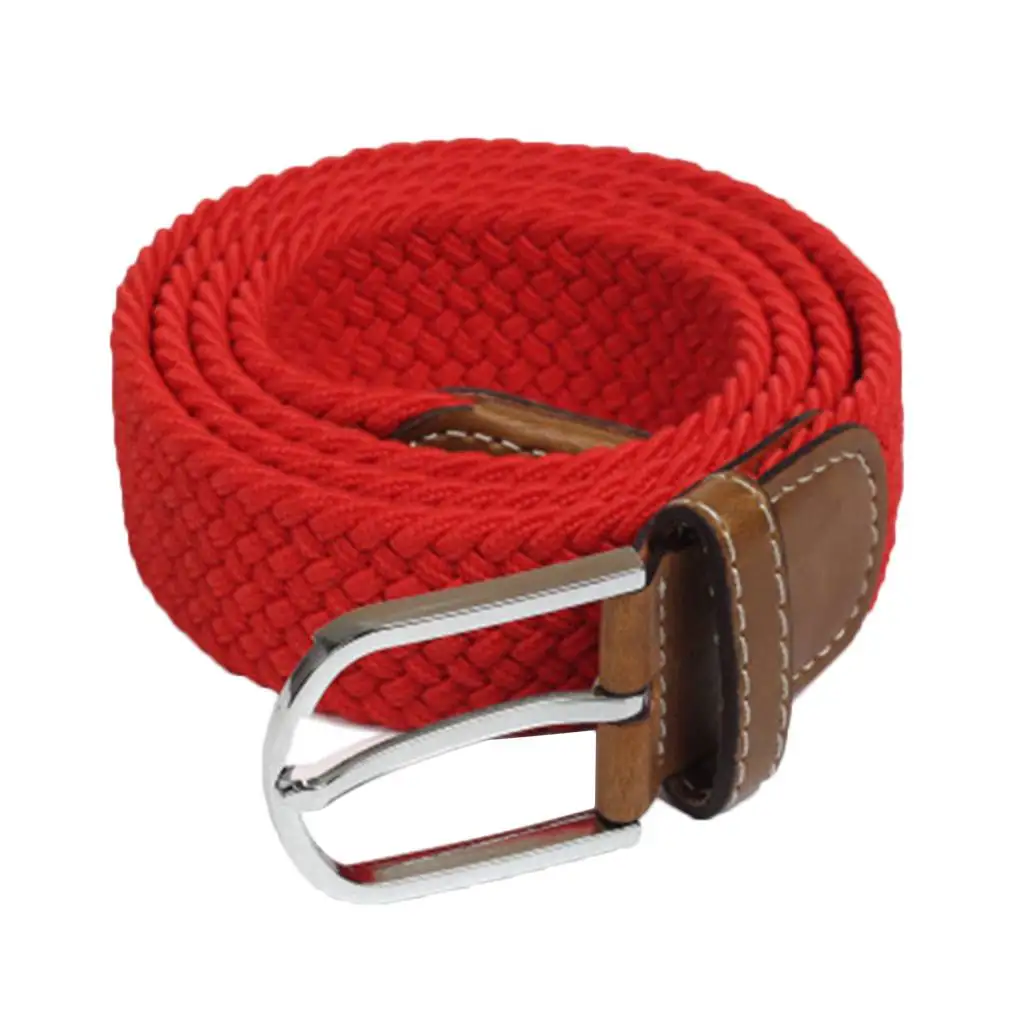 

Unisex Elastic Knitted Canvas Belts Decoration Alloy Buckle Woven Stretchable Nylon Strap