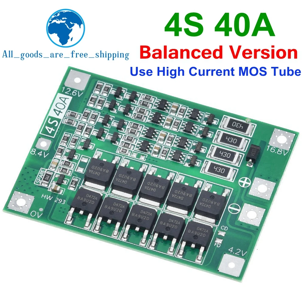 3S/4S 40A 60A Li-ion Lithium Battery Charger Protection Board 18650 BMS For Drill Motor 11.1V 12.6V/14.8V 16.8V Enhance/Balance
