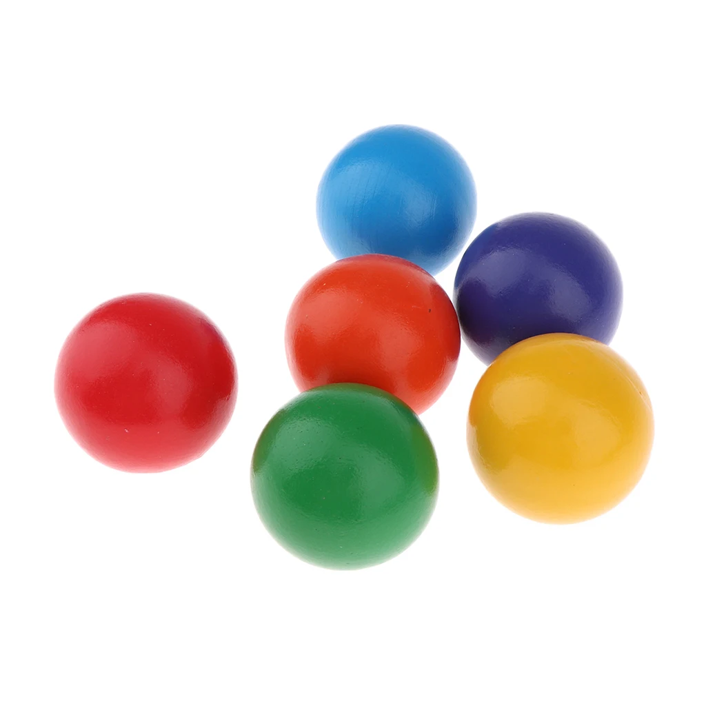 

Set of 6 Wood Rainbow Stacking Blocks Balls Color Recognition Toys for Kids