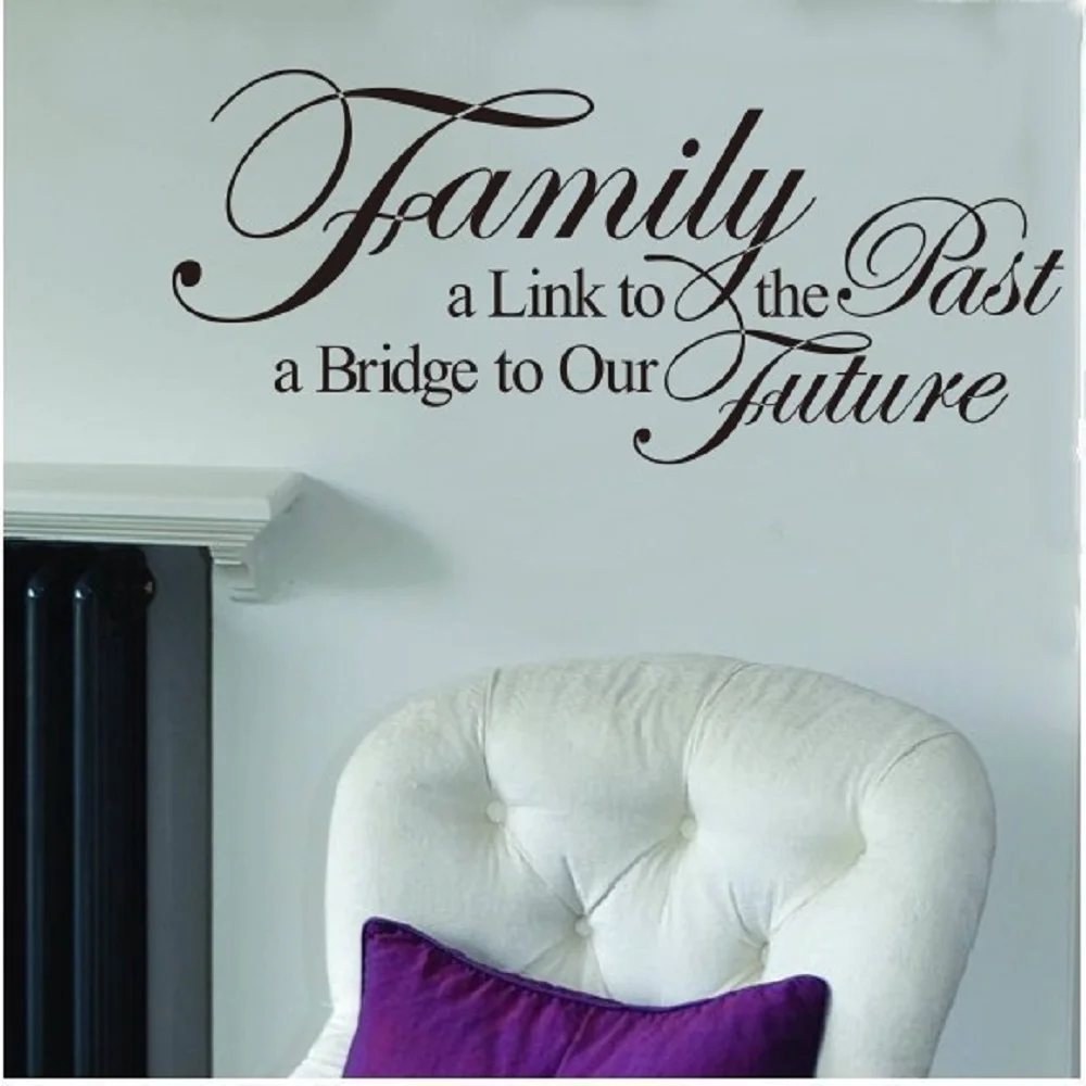 Модные наклейки Семейные буквы Декор комнаты черный виниловый настенный стикер