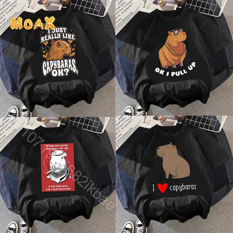 

Cute Capybara Clothing T-Shirt Women Vintage T Shirt 2023 Casual Anime Tees T Shirt Manga Women Female Graphic Tee High-quality