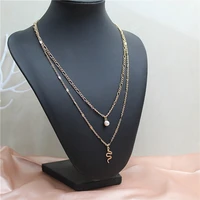 double laminated metal chain necklace snakeskin pendant simple personality fashion female clavicle chain