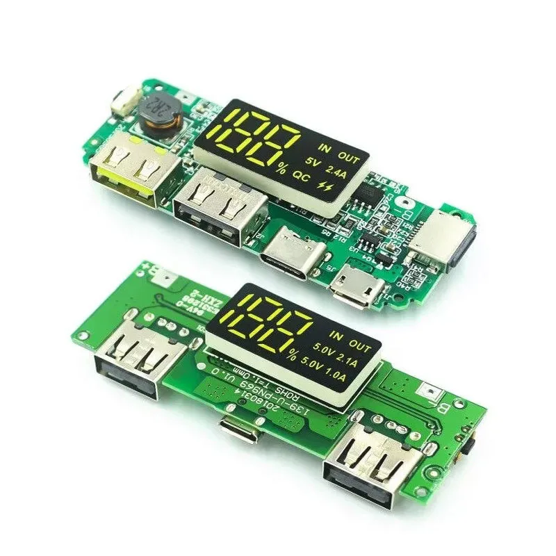 

1/2~50/100Pcs 18650 Lithium Battery Digital Display Charging Module With Display Boost Module 5V2.4A 2A 1A Dual USB Output