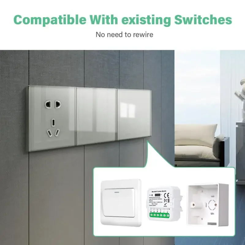 Модуль умного переключателя штор Tuya ZigBee/WiFi для двигателя жалюзи QS-S10-C04/ECC02