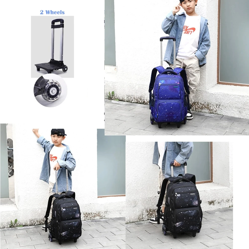 Teens Orthopedic School Backpack Removable Children School Bags With 2 Wheels Kid Boys Girls Trolley Schoolbag Luggage Wheeled