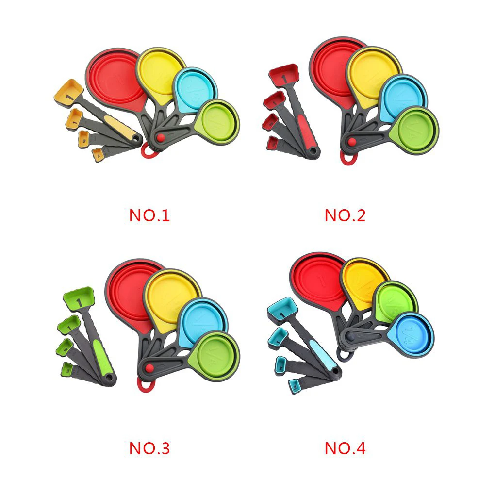 

Набор из 8 мерных стаканчиков для выпечки, мерные ложки, складные мерные чашки, кухонный набор для ингредиентов сухой жидкости