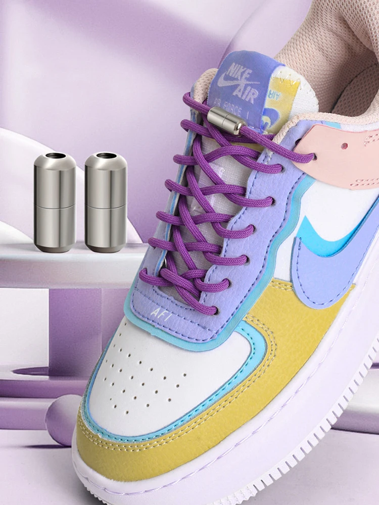 

Эластичные шнурки для обуви, круглые, без завязывания, для кроссовок, с металлическим замком в виде капсулы, для обуви без завязывания, резин...