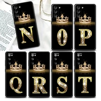 diamond crown letter n z phone case for samsung galaxy s20 s21 fe s10 s9 s8 s22 plus ultra 5g s10e lite case black soft cover
