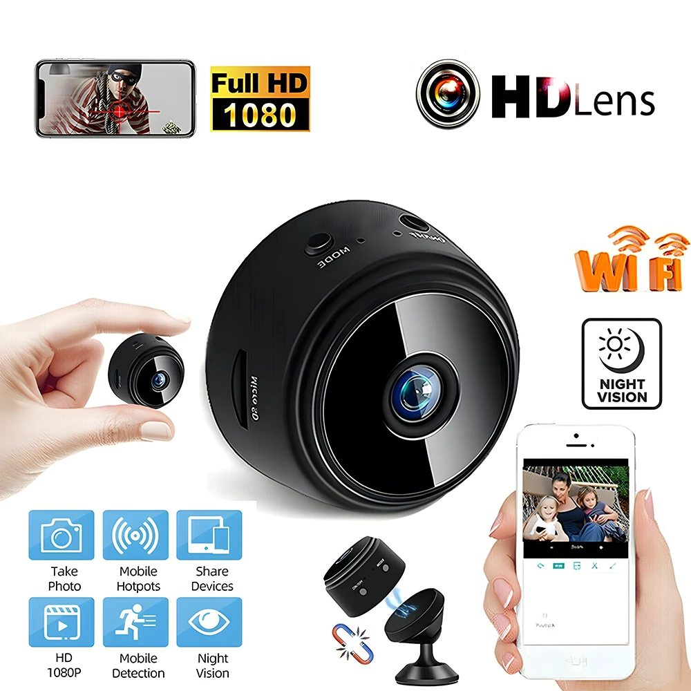 

Mini Camera Wifi Remote View Smart Home Security Monitoring HD 1080p IR Night Vision Video Recorder