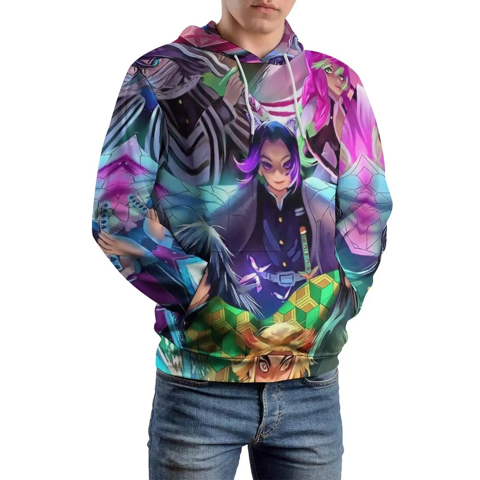 

Demon Slayer Print Loose Hoodies Funny Anime Retro Hoodie Male Long Sleeve Oversized Streetwear Graphic Hooded Sweatshirts