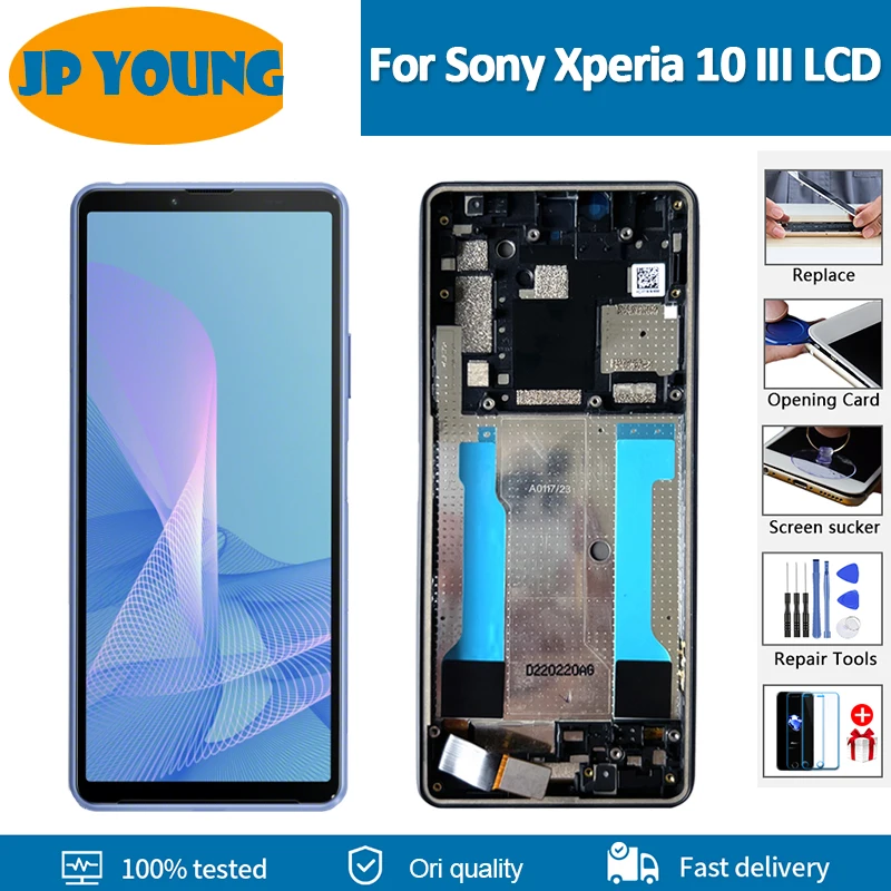 Оригинальный ЖК-дисплей 6,0 дюйма для Sony Xperia 10 III с рамкой и цифровым преобразователем в сборе для планшетов SO-52B 04, сенсорный экран