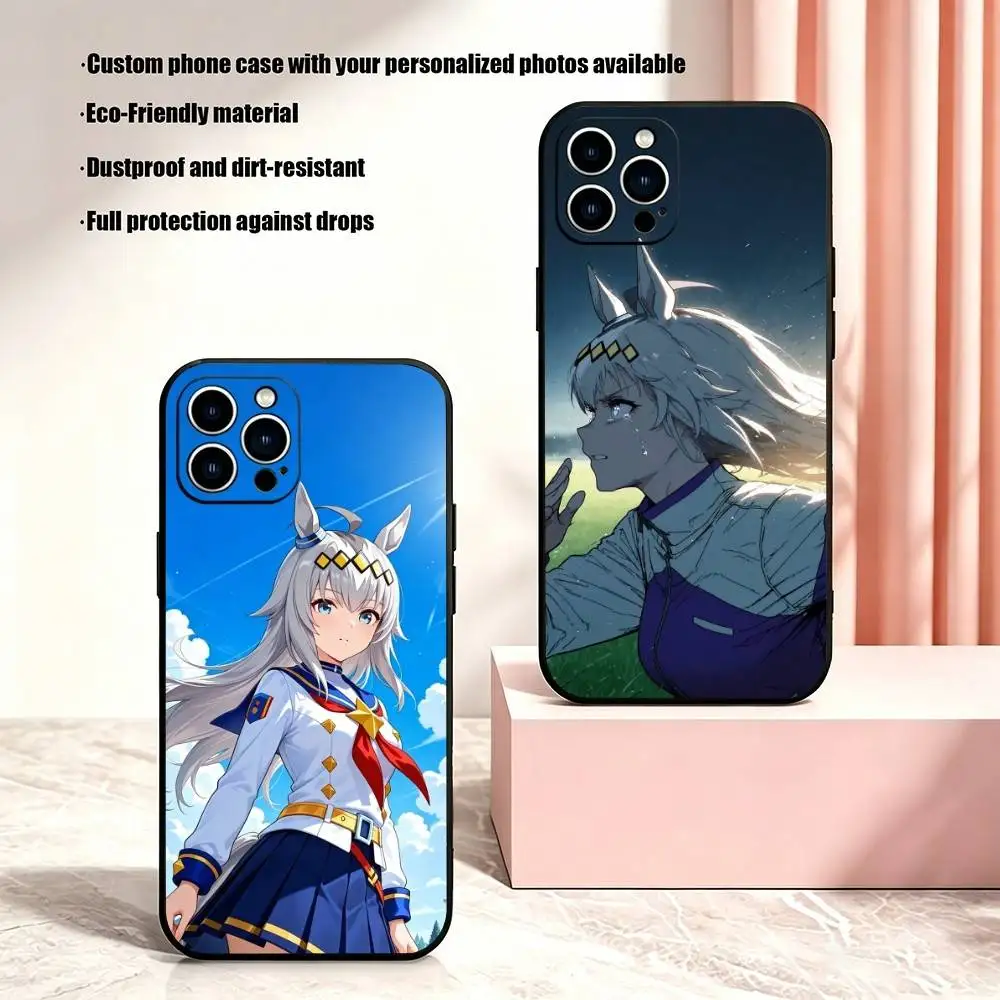 Фото Чехол для телефона Anime Oguri C-Cap Uma M-Musume для iPhone 17, 16, 15, 14, 13, 12 Pro Max и других моделей, мягкий черный чехол №1