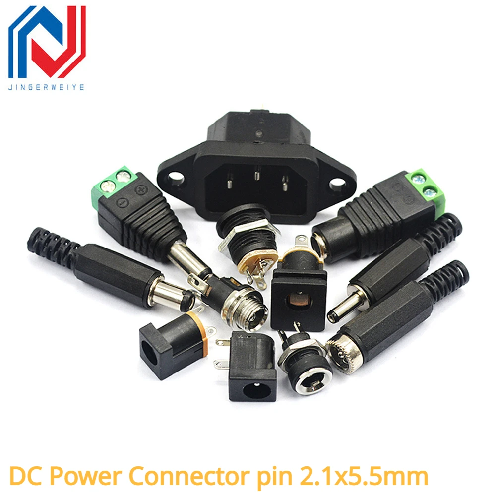 

10PCS DC Power Connector pin 2.1x5.5mm Female Plug Jack + Male Plug Jack Socket Adapter PCB Mount DIY Adapter Connector 2.5X5.5