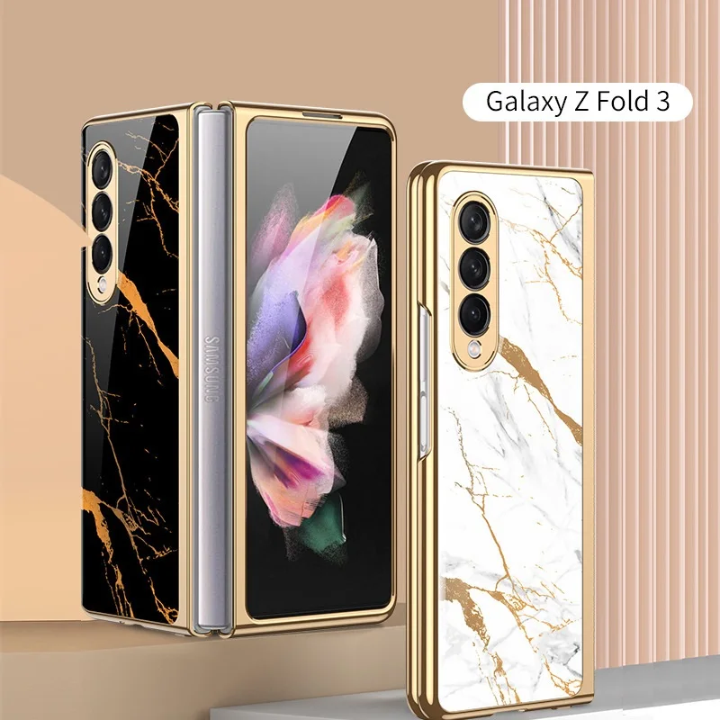 

Luxury Tempered Glass Case for Samsung Z Fold 2 Case All-inclusive Plating Fold2 Fold3 Shockproof Cover for Galaxy Z Fold 3 Case