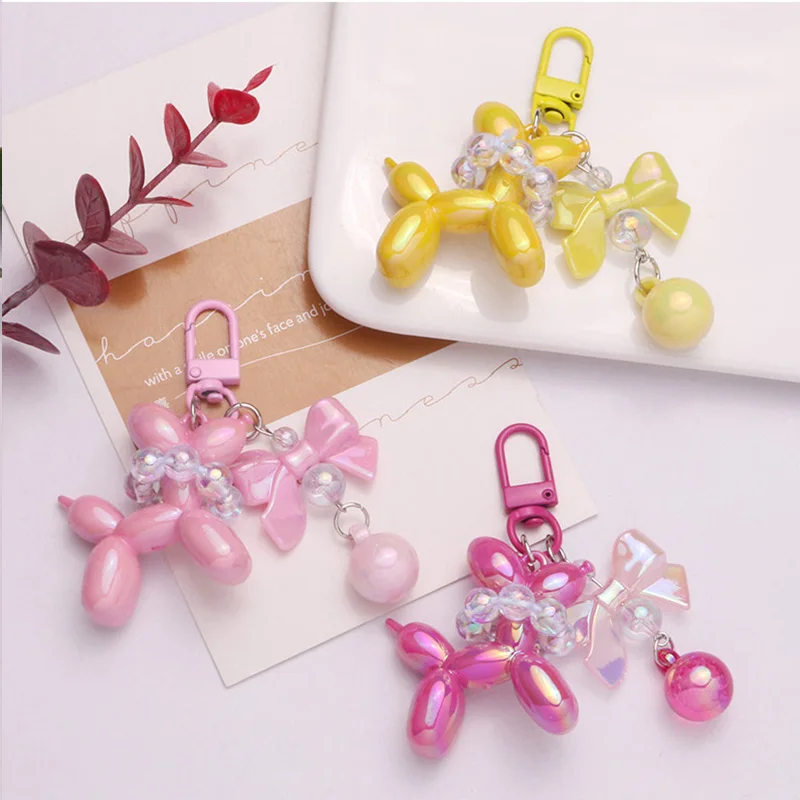 

Kawaii Cartoon Acrylic Bubble Dog Keychains for Women Girls New Solid Color Bag Car Holder Pedant Key Chain Rings Jewelry