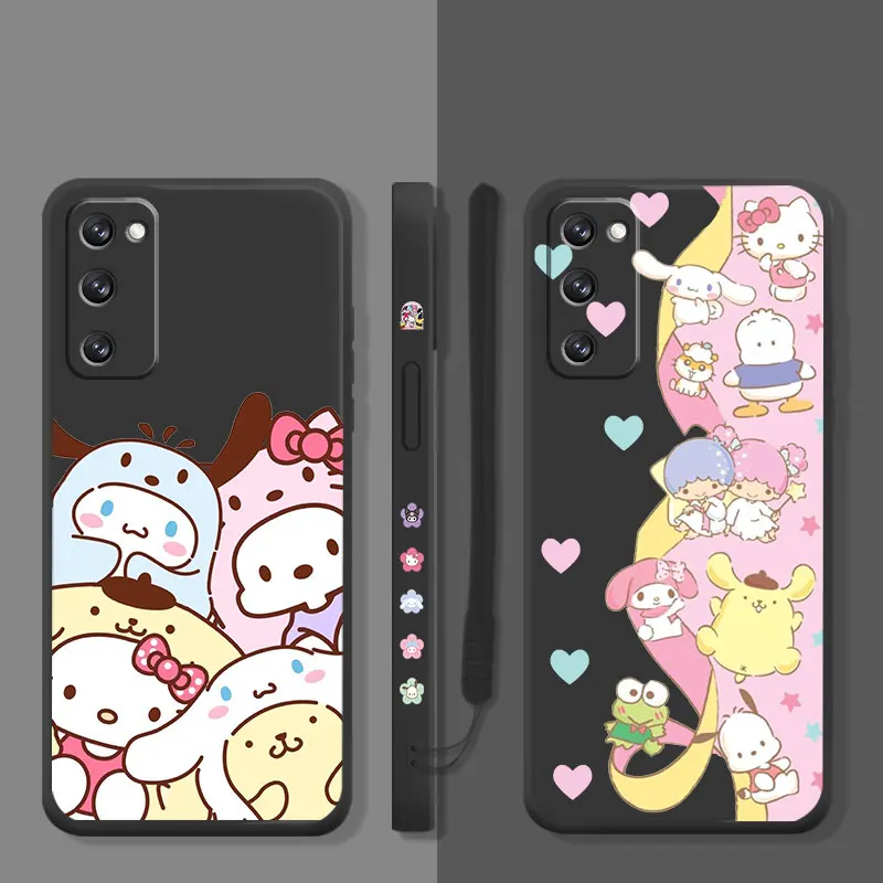 

Liquid Case For Samsung Galaxy S22 S21 S20 FE Ultra S10 S9 S8 Plus S10e Note 20 10 Lite Hello Kitty Cinnamoroll Kuromi Family