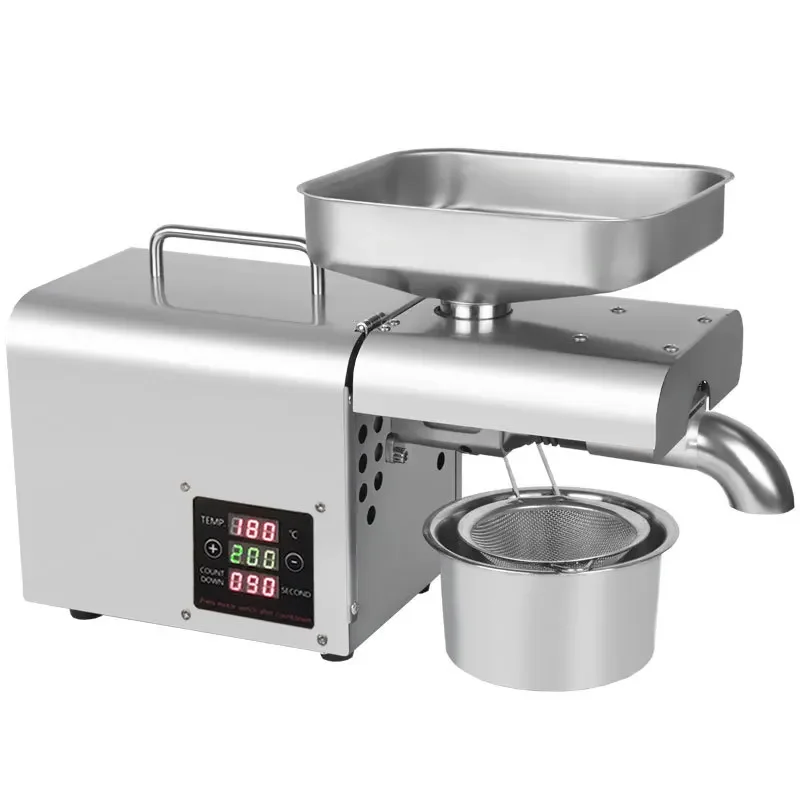 110V/220V Stainless Steel Oil Press Machine 610W Household Flaxseed Peanut Sesame Butter 3-5Kg/H