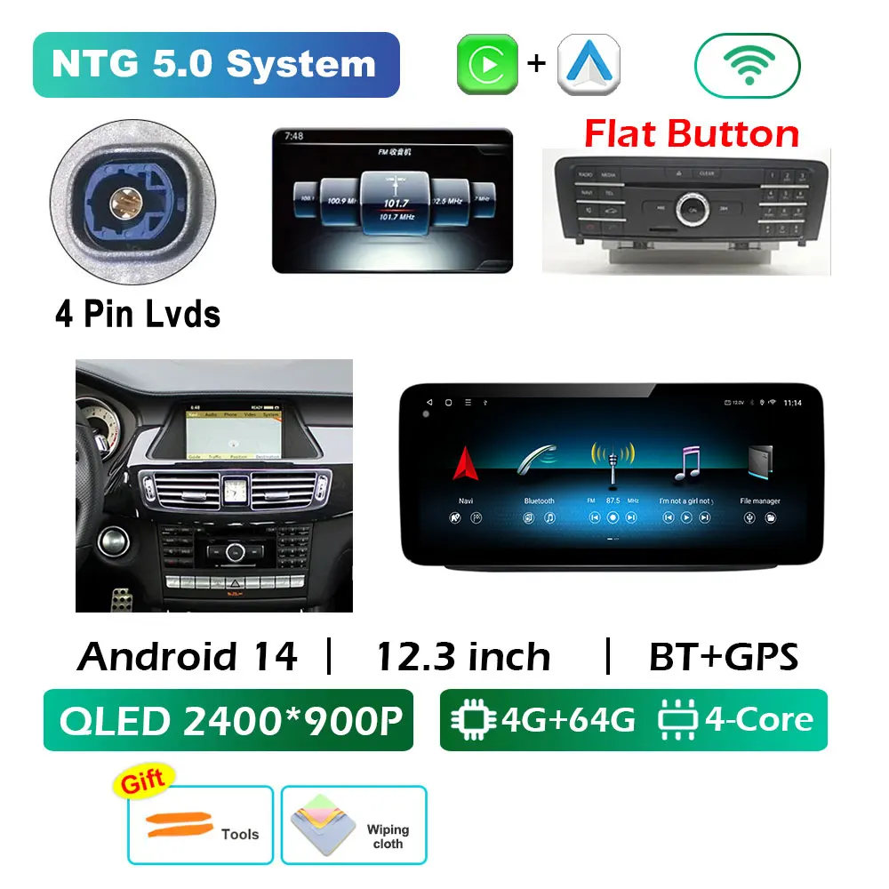 ДЛЯ BENZ CLS W218 2011 2012 2013 2014 2015 Android 15 WIFI Автомобильный радиоприемник Видеоплеер Bluetooth Carplay QLED Сенсорный экран Авторадио