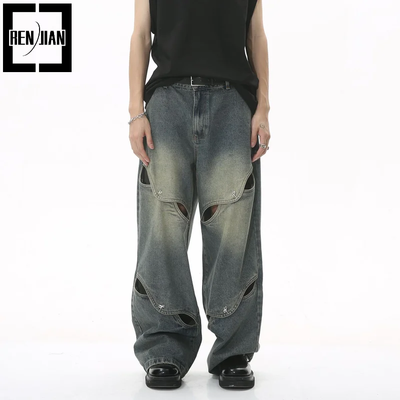 

Мужские свободные джинсы в стиле хип-хоп