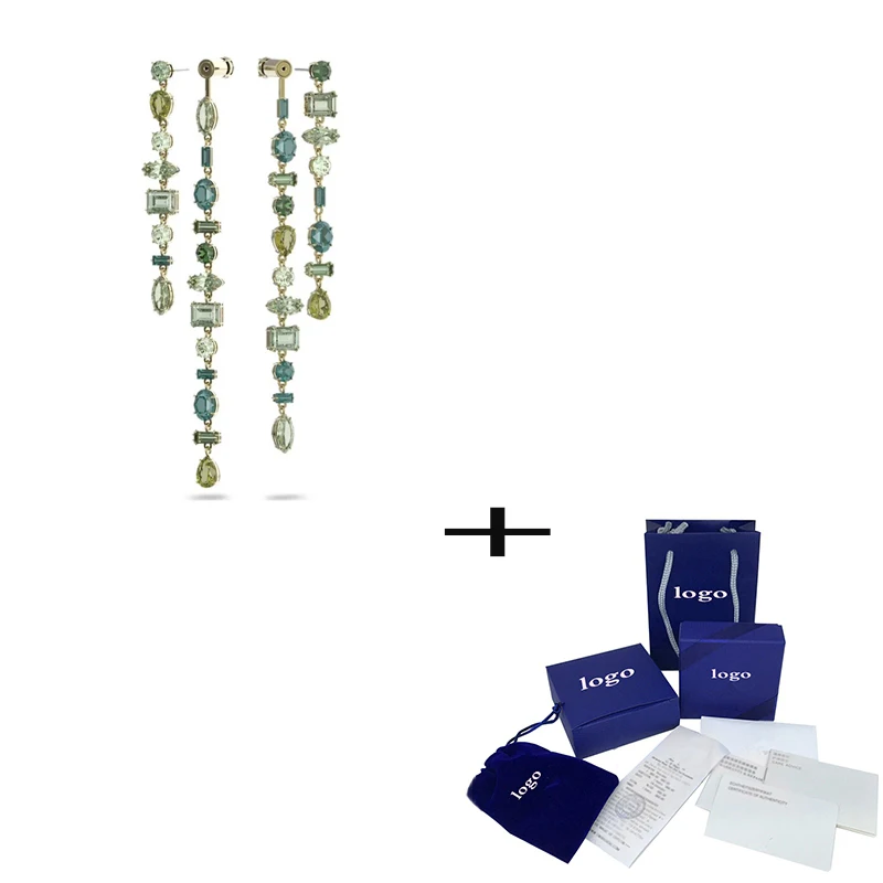 

SR 2023 Gema New Swan Long Tassel Earrings and Green Solitaire Stunning Fashion Women Jewelry Gifts