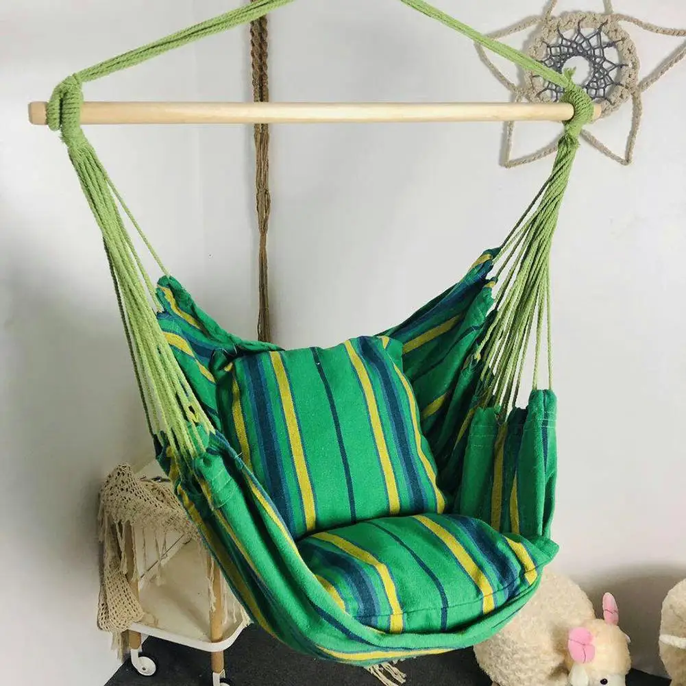 

Travel Swing Chair Camping Portable Hanging Hammock Garden Swing Bed Lazy Chair Hanging Sleep Bag w/ 2 Pillows