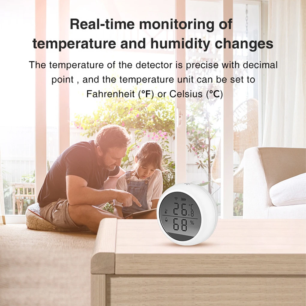 

Tuya WiFi Temperature Humidity Sensor Remote Control Wireless Thermometer Battery Operated Notification Push Alarm