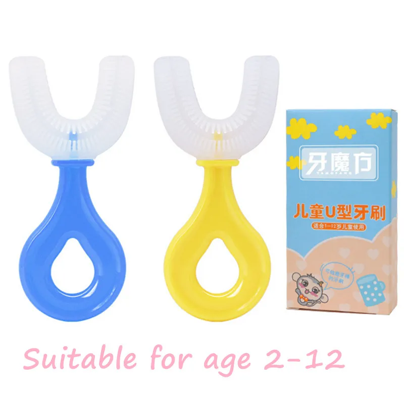 

360 Degree U Shape Toothbrush Teeth Cleaning Soft Fur Food Grade Silicone Children Toothbrush Kids Children's Toothbruah