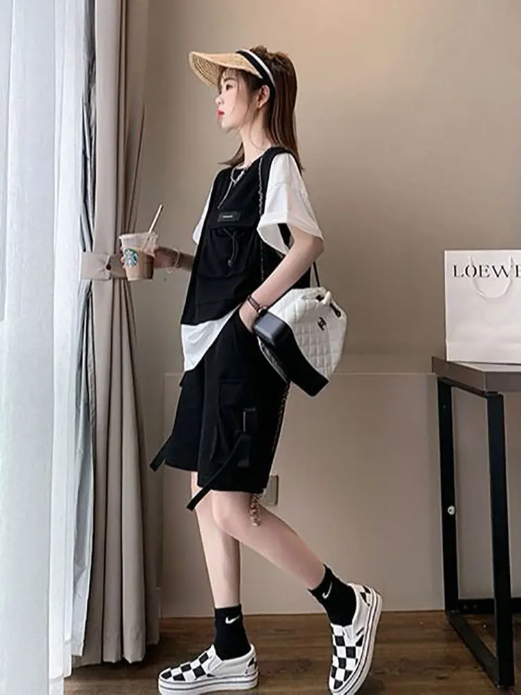 Летний костюм Женская рабочая одежда Стильные шорты с коротким рукавом парные