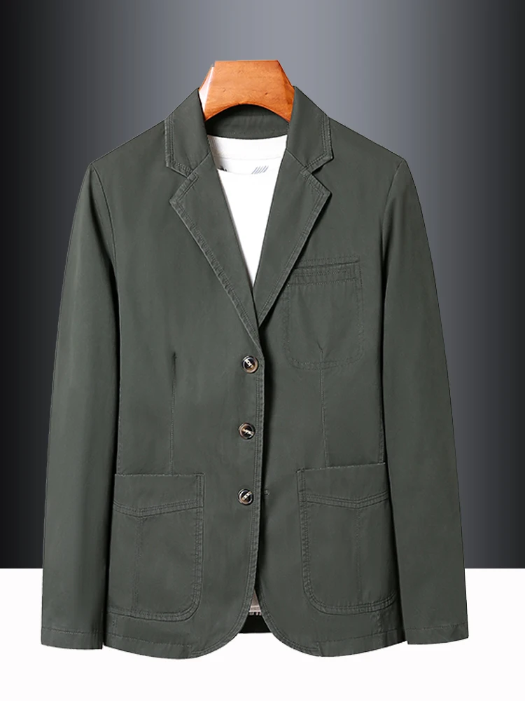 Костюм из мытого хлопка верхняя одежда для мужчин с лацканами весны и осени