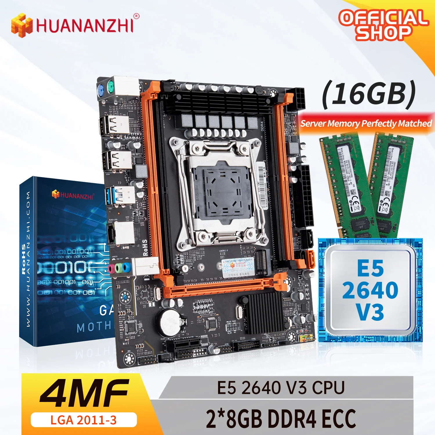 HUANANZHI X99 4MF LGA 2011-3 XEON X99 материнская плата с Intel E5 2640 v3 с 2*8G DDR4 2133 МГц фотопамять комбинированный комплект HUANANZHI X99 4MF LGA 2011-3 XEON X99 материнская плата с Intel E5 2640 v3 с 2*8G DDR4 2133 МГц фотопамять комбинированный комплект